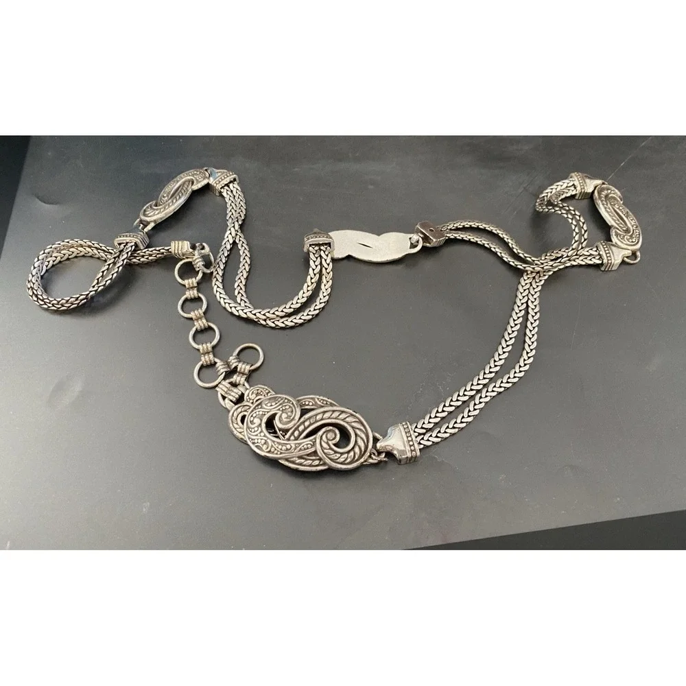 BRIGHTON Bali Hai Silver Tone Chain Belt M 30
